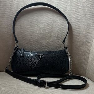 Guess Glossy Black Shoulder Bag